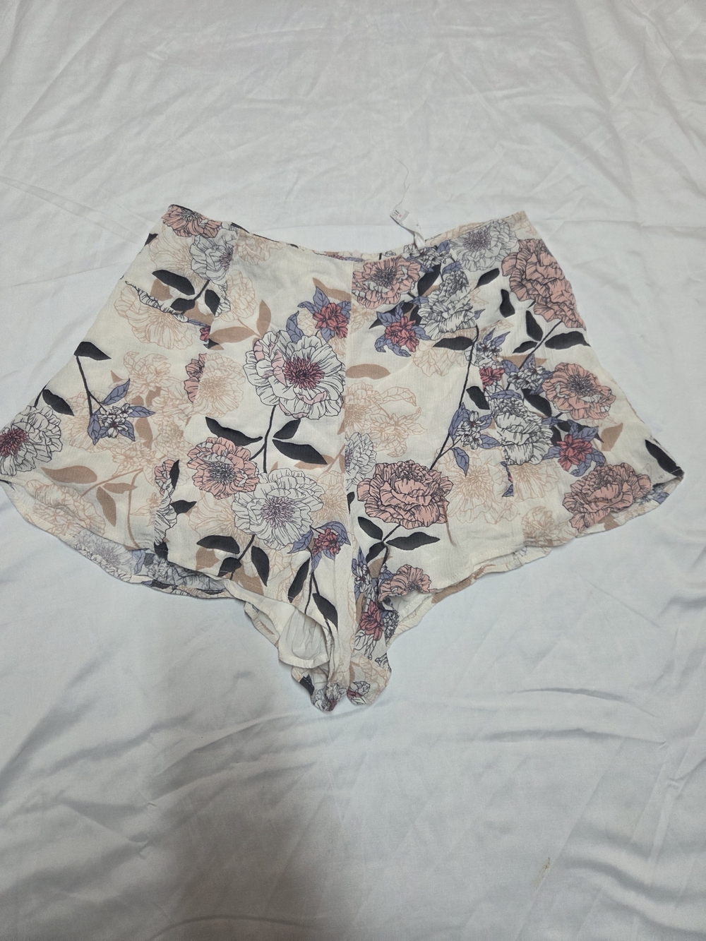 Lush Cream Floral Top with Pink and Blue Blooms
